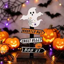Cartoon Ghost Pumpkin 3D Wooden Desktop Decoration, Suitable For Halloween Home Decor Items. - Multiple Styles - View 8