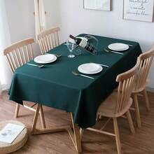 1pc Green Square Tablecloth, Solid Color Rectangular Banquet Dining Table Cloth, Coffee Table Cloth, Table Runner, Suitable For Wedding, Party, Restaurant, Gathering Decoration, Large Size - Dark Green - View 5