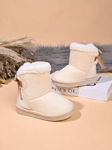 Infant Fashion New Snow Boots With Bow Decoration - Beige - View 2