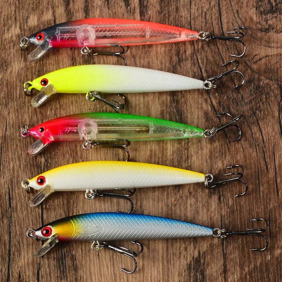 5pcs Mini Sinking Minnow Lure Set, Bionic Hard Bait, Freshwater Stream Bass Fishing Lure Combo - Multicolor - View 1