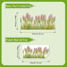 1PC 30*60cm Bohemian Style Pink Pampas Grass Wall Sticker, Removable Green Grass Wall Decal, Suitable For Bedroom, Home Decor Aesthetic Floral Baseboard Mural - Multicolor - View 4