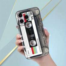 Vintage Tape Pattern Phone Case, Full Body Protect Decorative Phone Protector Cover, Phone Accessories Compatible With IPhone 11 12 13 14 Series - 黑色 - 查看 1