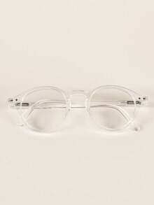 1 Pair Unisex Kids Oval Frame Minimalist Retro Academic Anti-Blue Light Non-Prescription Glasses For Daily Reading And Computer Use - A - View 12