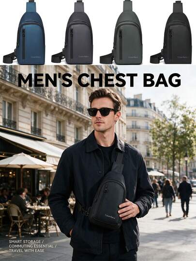 1pc Men's Multi-Color Nylon Film Chest Bag With USB Port, Summer Crossbody Bag For Carrying Personal Items, Phone Bag, Suitable For Shopping And City Commuting