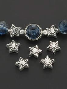 20/30pcs Star Pattern Spacer Beads Alloy Vintage Large Hole Beads Decorative Spacer Beads DIY Jewelry Making Bracelet, Bangle, Necklace, Pendant, Keychain Clothing Accessories And Craft Materials Holiday Gift Beads Set - Spacer Beads - View 1
