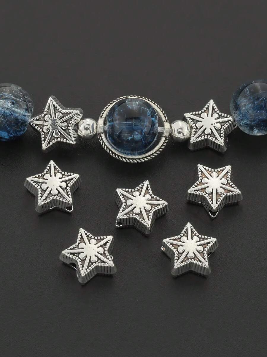 20/30pcs Star Pattern Spacer Beads Alloy Vintage Large Hole Beads Decorative Spacer Beads DIY Jewelry Making Bracelet, Bangle, Necklace, Pendant, Keychain Clothing Accessories And Craft Materials Holiday Gift Beads Set - Spacer Beads - View 1