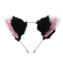 1pc Fluffy Faux Fur Cat Fox Ear Headband Multi Color Cosplay Party Costume Hair Accessory,Halloween - Multicolor - View 23