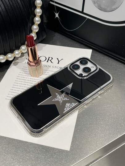 1pc Patchwork Dual-Color Star Rhinestone Makeup Mirror Full Coverage Phone Case Compatible With IPhone 18 Pro Max/18 Pro/17 Pro Max/17/17 Pro/16 Pro Max/16/16 Pro/16 Plus/15/15 Pro Max/15 Pro/15 Plus/11/12/13/14 Pro Max/XS/XR/11 Pro/11 Pro Max/12 Pro/12 Pro Max/13 Pro/13 Pro Max/7 Plus/14 Pro/14 Pro Max/14