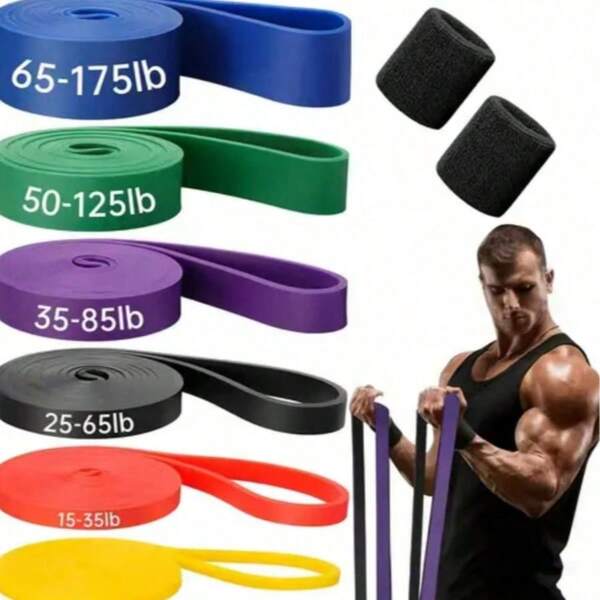Red Yellow Black Latex Resistance Bands, Durable Stretch Bands, Fitness Pull-Up Bands, Training Elastic Bands, Home Fitness Rubber Ring Pull-Up Resistance Bands, Unisex Strength Training Assistance Equipment