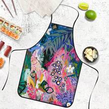 1pc Graffiti Style Floral Print Apron, Printed With Plant Palm Leaf Peacock Pattern, Durable Cooking Apron Suitable For Bakers, Cake Decorators, BBQ Enthusiasts, Gardeners, Painters, Nail Artists - Perfect Gift For Home And Professional Chefs - Multicolor - View 3