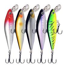 5pcs Floating Minnow Lure Set, 3D Realistic Fish Eye Hard Bait For Lake, Reservoir, Stream Wild Fishing - Multicolor - View 9