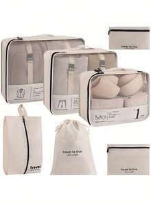 Unique & Durable 7-Piece Travel Organizer Set: Spacious, Packaging Solution, Perfect For Fashionable Travel, Travel Essentials, Beach Bag, Gift, Back To School Short & Long Trips - Multicolor - View 4