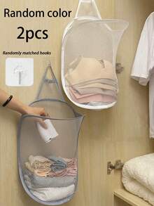 1pc/Set Foldable Wardrobe Hanging Underwear Storage Bag, Collapsible Storage Basket, Space-Saving Retractable Wall-Mounted Storage Basket For Bathroom Accessories, Underwear, Laundry, And Miscellaneous Items, Random Mesh Bag Included - Multicolor - View 11