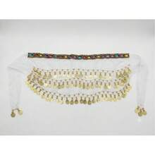 Belly Dance Scarf With Stones And Coins  Luxury Various Models - New Arrival - 白色 - 查看 2