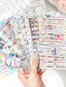 1pc Cartoon Pattern, Die-Cut Shaped Colorful Time Series Sticker Book, Cute Mini Patterns, Diverse Fantasy Designs, Multi-Function, First Day Of School - Multicolor - View 2