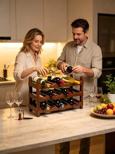 1 Piece Wine Rack With Wave-Shaped Slots For Stable Horizontal Storage To Protect Corks, Ideal For Wine Storage On Bar Counters And Kitchen Countertops