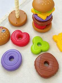 Baby Rotating Tower Stacking Hamburger Toy - Rotating Funnel Building Blocks Early Education Toy, Stacking Machine Hamburger Bread Tower, Baby Rotating Stacking Toy, Stacking Machine Montessori Infant Toddler Toy, Random Color - Multicolor - View 6