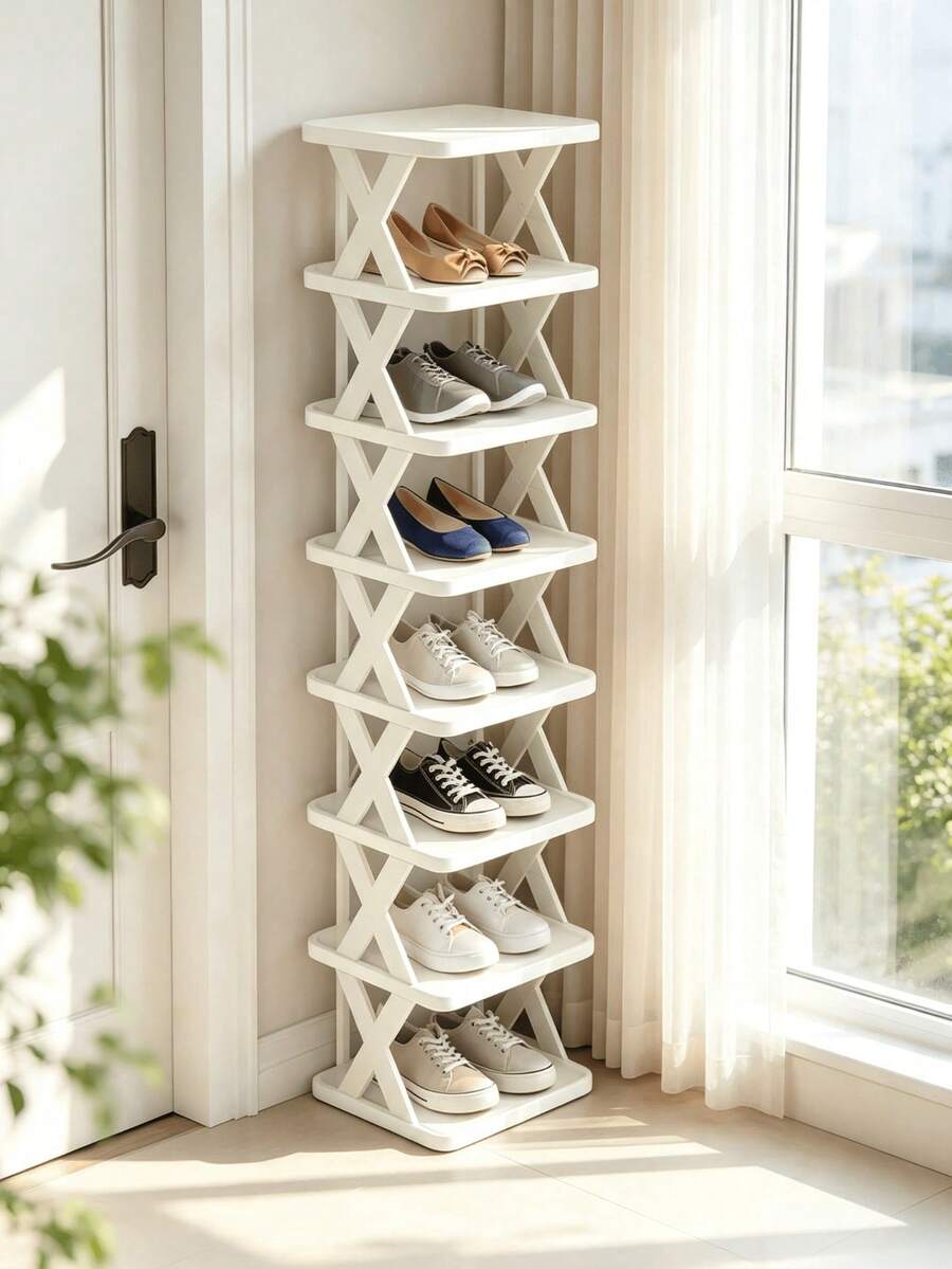 5/3/2/1 Narrow Shoe Rack, Newly Upgraded Shoe Rack, Small Independent Shoe Rack, Space-Saving DIY Shoe Storage Organizer, Suitable For Entryway And Closet, Can Hold Size 42-43 Shoes, Easy To Assemble And Sturdy Structure, Indoor Decor, Autumn Decor
