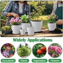 1pc/Set 7.48-5.91 Inch Plastic Flower Pot With Tray, Drainage Hole Planting Pot, Vertical Stripe Design, Lightweight And Space-Saving, Suitable For Desktop, Office, Living Room, Balcony And Home Decor - Multicolor - View 4