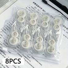 8Pcs Transparent Correction Tape, High Aesthetic, Large Capacity Portable, Suitable For Homework Correction, Office Erasing, Note Revision, Exams, Desk, School, Office, Learning Supplies, Gift For Students/Teachers, Daily Gift - Transparent - View 8
