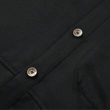 Setelan Kerja Pria Gaya Amerika 2 Potong, Kemeja Lengan Panjang Kerah Lipat dengan Banyak Saku + Celana Kargo Lurus dengan Tali Serut, Pakaian Kasual dengan Banyak Saku - Hitam - View 6