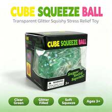 Transparent Ocean Cube Squishy, Transparent Jelly Stress Ball Fingertip Toy, With Shells, Starfish And Glitter, Soft Squeezable Sensory Toy, Office Desk Decor, Anxiety Relief, Gift For Children And Adults - Green - Transparent Ocean Cube Squeeze Toy - View 6