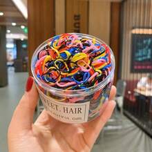 Approx. 500pcs Transparent Jar Packed Jelly Milkshake Color Small Elastic Rubber Bands, Disposable Strong Stretchable Hair Ties, Colorful High Elasticity Hair Bands, Non-Damaging Hair Ropes - Multicolor - View 8