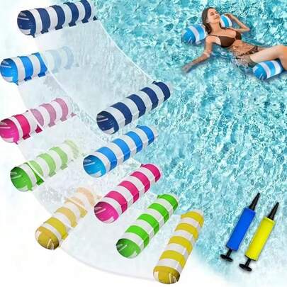 Sedia gonfiabile da piscina in PVC a righe - Galleggiante portatile e pieghevole per adulti con set di pompa ad aria, accessorio durevole per feste e piscina