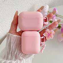 極簡粉色藍牙無線保護殼，相容 Airpodspro3 2代，相容 iPhone 耳機保護殼 1/3/4/5 無線保護殼 2代、3代與 4代 - 粉色 - 查看 5