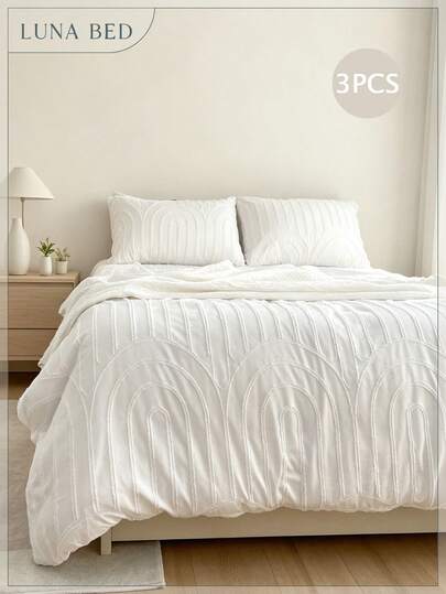 3 pièces Ensemble de housse de couette en peluche style bohème 3D (sans couette), (1 housse de couette et 2 taies d'oreiller), ensemble de literie en peluche moderne toutes saisons