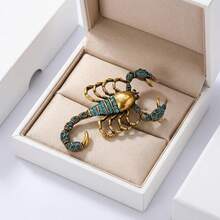 Vintage Distressed Blue Rhinestone Scorpion Brooch, Versatile Everyday Accessory - A - View 3