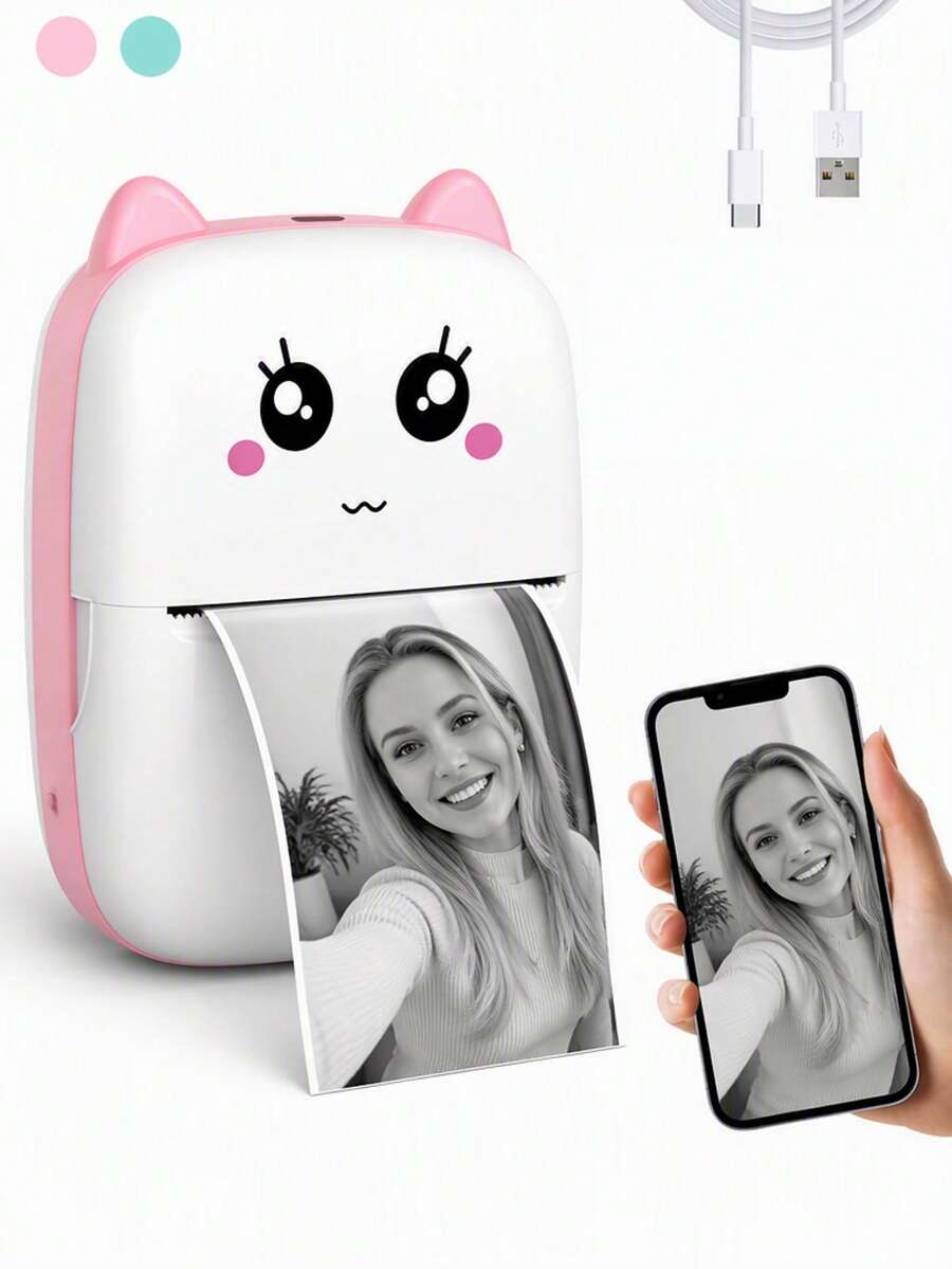Student Mini Pocket Printer, Portable Bluetooth Thermal Printer, Wireless High-Definition Instant Photo & Label Printing, Compact Study Supplies, Birthday & Christmas Gift - Multicolor - View 1