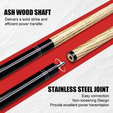 Decorative Inlaid Snooker Cue 1/2 Split Ash Wood Pool Stick 10mm Small Tip For Competition - Black - View 1