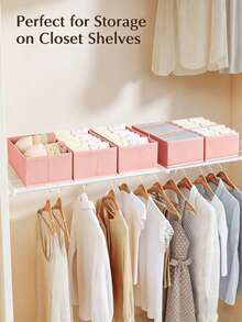Pink Foldable Lidless Underwear Storage Box, Suitable For Wardrobe, Dress, Drawer Divider, Also As Underwear And Cosmetics Storage Basket, Applicable For Home, Room, Autumn Bedroom Decor, Holiday Bedroom Decor - Pink - View 4