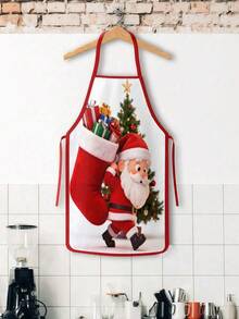 2Pcs Christmas Tree Snowman Print Apron Set, Holiday Kitchen Cooking Baking Aprons For Xmas Party Home Decor GiftSnowman Print Holiday Cooking Baking Aprons For Christmas Party Decoration - Multicolor - View 7