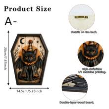 1/6pcs Vintage Coffin Shape Wooden Halloween Table Decor Black Cat Ghost Owl Skeleton Pumpkin Man Relief Plaque Farmhouse Wall Desktop Ornament For Halloween Party Home Shelf Decor Gift - Multicolor - View 13