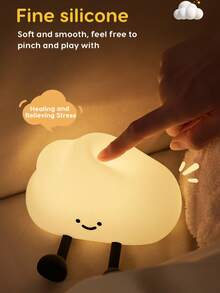 GLOOPRO Cloud Silicone Night Light, USB Rechargeable, 3-Level Dimmable, Portable Bedside Touch Control Timer Night Light, Suitable As A Gift For Girls, Boys And Teenagers - Cloud Night Light - View 4