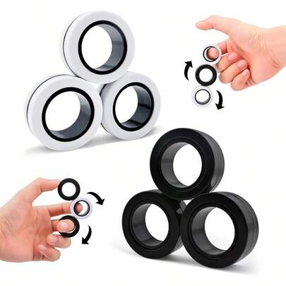 Cevioce - Anillo magnético para Adultos, 6 Anillos para ansiedad, Juguetes para Adolescentes, Divertido Anillo Giratorio para TDAH, ansiedad y estrés, Regalos de cumpleaños para niños de 3 a 8 a 12