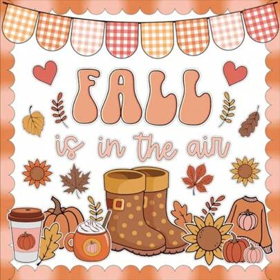 Fall Thanksgiving Bulletin Board Set Autumn Harvest Classroom Decorations Cutout For Door Wall School Supplies PinkGroovy