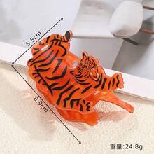 1PC/2PCS Cool 3D Tiger Acetate Hair Claw Clip, Niche Design Cartoon Fierce Tiger Hair Clip, Personalized Back Of Head Hair Styling - Multicolor - View 9