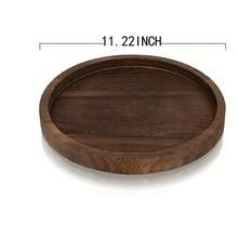 Wooden Candle Holder Tray, Round Serving Decorative Tray For Coffee Table Bedroom Living Room Home Decor - Brown - View 10
