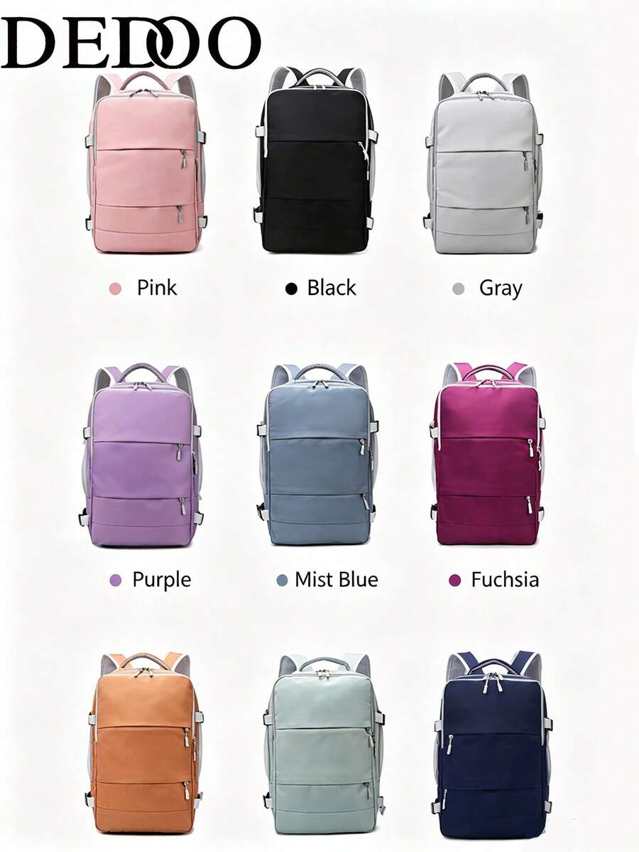 Dedoo Multi-Color Backpack, Solid Color Minimalist Design, Multiple Zipper Pockets, Large Capacity Student School Bag, Suitable For University Campus Students Travel, Minimalist Business Style