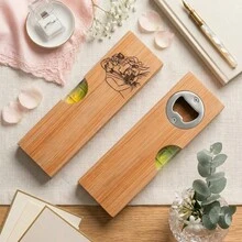 Engraved Wooden Bottle Opener With Built-In Level, Personalized Text Design, Elegant Gift For Valentine's Day, Christmas, Wedding, Suitable For Husband, Partner, Kitchen Use, Home Decor, Wedding Decoration - Multicolor - View 12