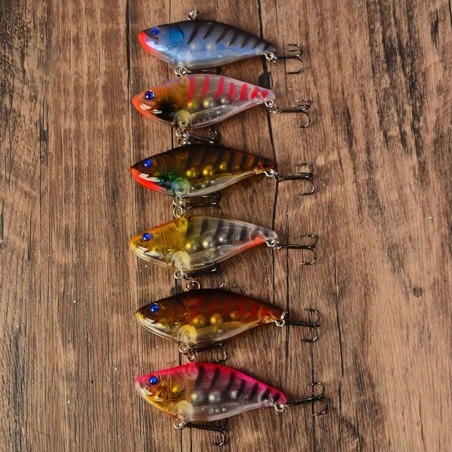 6pcs VIB Lure Set, Vibrating Reflective Hard Baits, Freshwater Long Cast Fishing Lures For Bass And Perch - Multicolor - View 1
