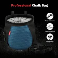 Rock Climbing Chalk Bag, Bouldering Chalk Pot Bucket With Adjustable Belt & Carabiner Drawstring Climbing Gear - Grey - View 10