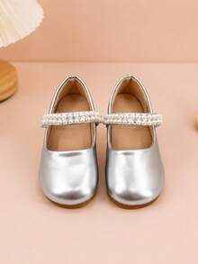 Girls Mary Jane Flats With Instep Strap - Silver - View 2