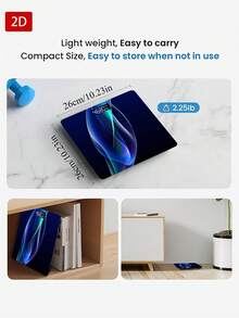 1pc Colorful Light High-Quality Tempered Glass Bathroom Scale, Max Capacity 400lbs/180kg, Tempered Glass Surface, Temperature Detection - Multicolor - View 5