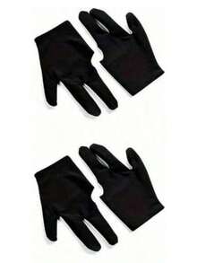1 Set 2 Pairs/4 Pcs Billiard Gloves, 3-Finger Billiard Gloves, Non-Slip Billiard Gloves, Suitable For Left And Right Hands, Adult Party Games - Black - View 12