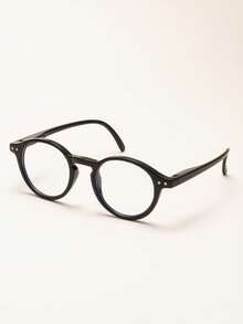 1 Pair Unisex Kids Oval Frame Minimalist Retro Academic Anti-Blue Light Non-Prescription Glasses For Daily Reading And Computer Use - A - View 4
