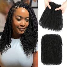 Afro Kinkys Bulk Synthetic Hair For Dreadlock Extensions Loc Repair Braiding Twist Tight Afro Kinky Synthetic Hair For Locs Women Men All Use - Black - View 1
